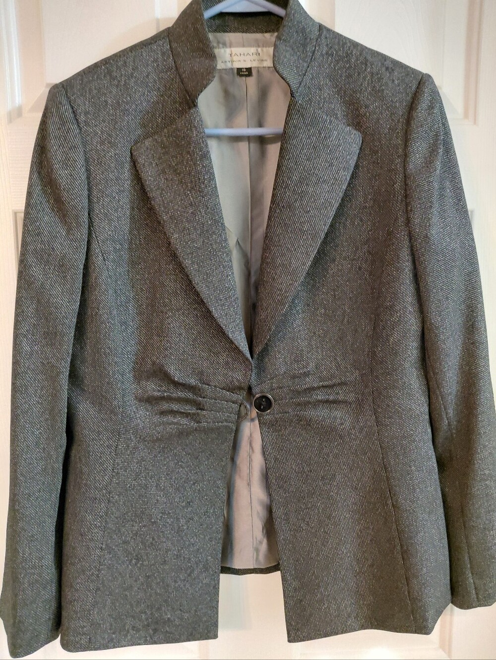 Tahari Women's Gray Single-Button Tailored Blazer